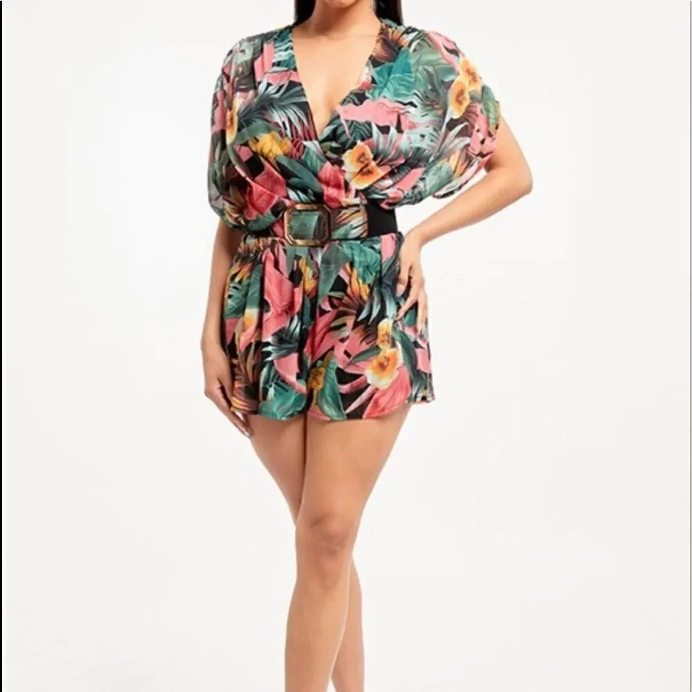 Tropical Kimono Chiffon Romper